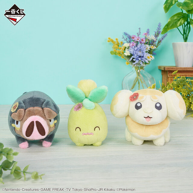 お花をつけた「ニャオハ」「パモ」たちのぬいぐるみが可愛い！「一番くじ Pokémon Blooming Days」が発売