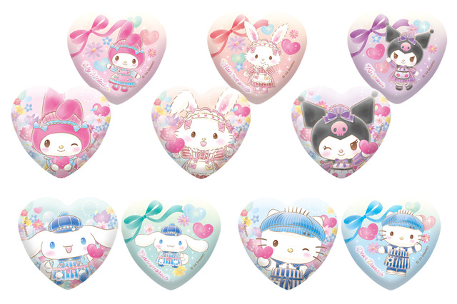 『サンリオ』「ハート型缶バッジセット（5種）」990円（C）2024 SANRIO CO., LTD.