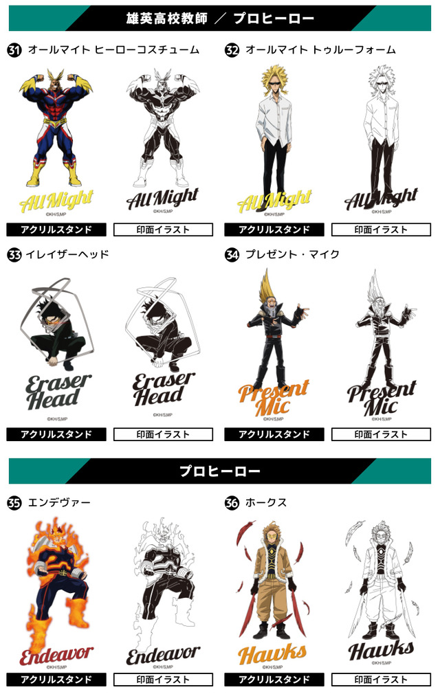 「僕のヒーローアカデミア アクスタはんこコレクション」各2,500円（税込／送料別）（C）堀越耕平／集英社・僕のヒーローアカデミア製作委員会