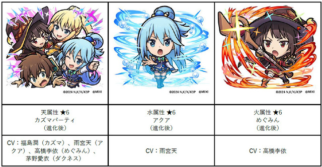 「TVアニメ『この素晴らしい世界に祝福を！3』×『コトダマン』」コラボクエスト登場キャラクター（C）2024 暁なつめ・三嶋くろね／KADOKAWA／このすば3製作委員会