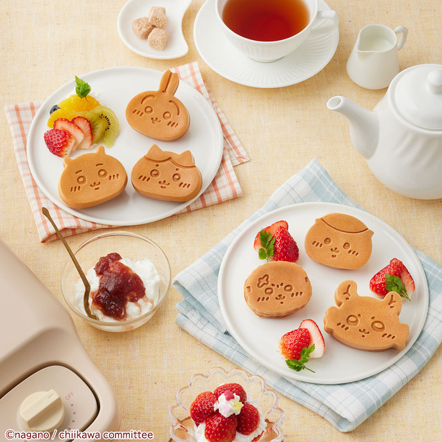 こんがりきゃらマルチサンドメーカー ケーキ用プレート ちいかわ (くりまんじゅう・モモンガ・ラッコ)(C)nagano / chiikawa committee