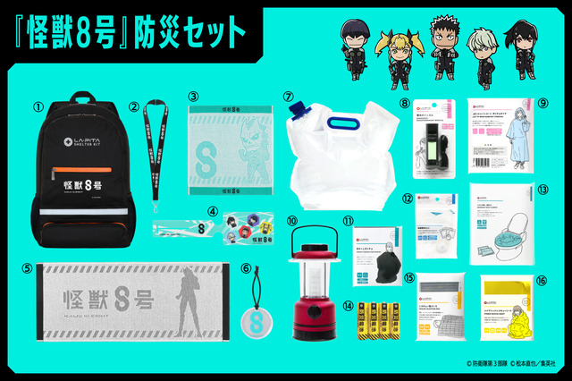 「TVアニメ『怪獣8号』防災セット」15,400円（税込）（C）防衛隊第3部隊 （C）松本直也／集英社