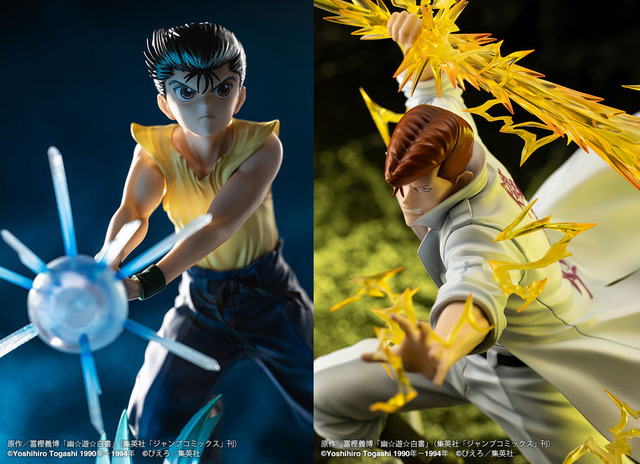 「ARTFX J 幽☆遊☆白書 浦飯幽助 Ver.2 1/8スケール 完成品フィギュア」「ARTFX J 幽☆遊☆白書 桑原和真 Ver.2 1/8スケール 完成品フィギュア」（C）Yoshihiro Togashi 1990年-1994年 （C）ぴえろ／集英社