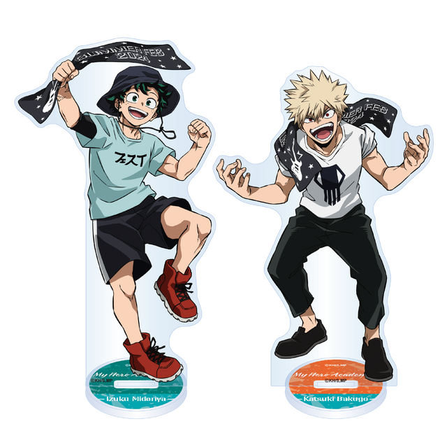 「僕のヒーローアカデミア アクリルスタンド 緑谷出久 TaFVer.」と「爆豪勝己 TaFVer.」（C）堀越耕平／集英社・僕のヒーローアカデミア製作委員会