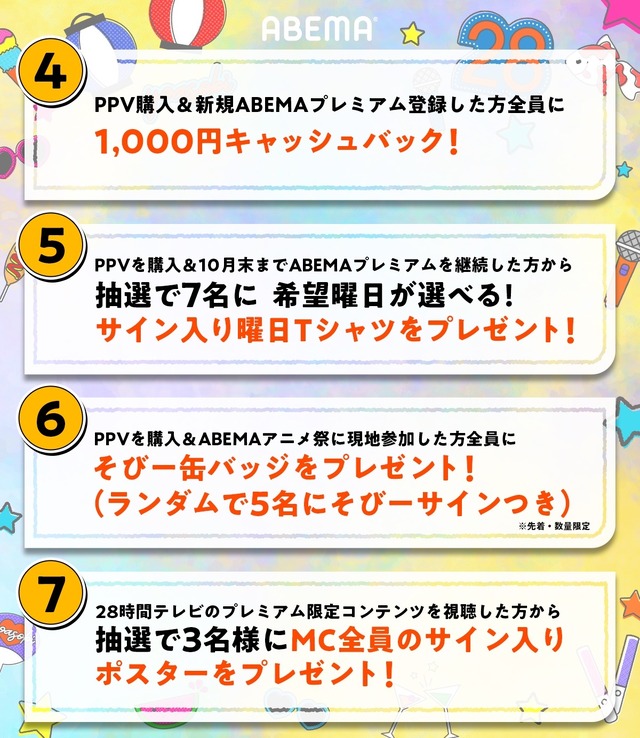 『声優と夜あそび28時間テレビ 大感謝祭 みんなの愛がてんこ盛り!!!!!!!』キャンペーン（C）AbemaTV,Inc.