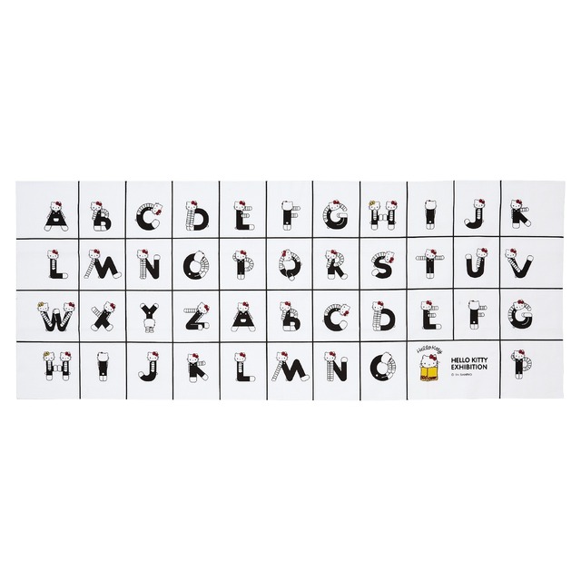 「Hello Kitty展–わたしが変わるとキティも変わる–」もじもじハローキティ手ぬぐい各1,397円（C）2024 SANRIO CO., LTD. APPROVAL NO. SP650123