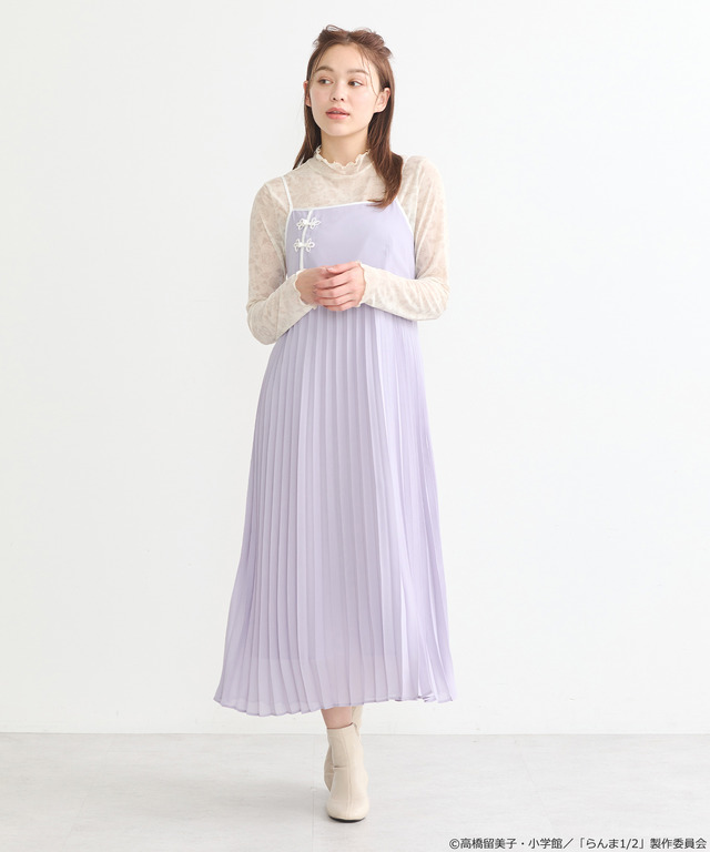 「らんま1/2」 チャイナキャミワンピース（カラー：ブラック／ボルドー／マスタード／ラベンダー）