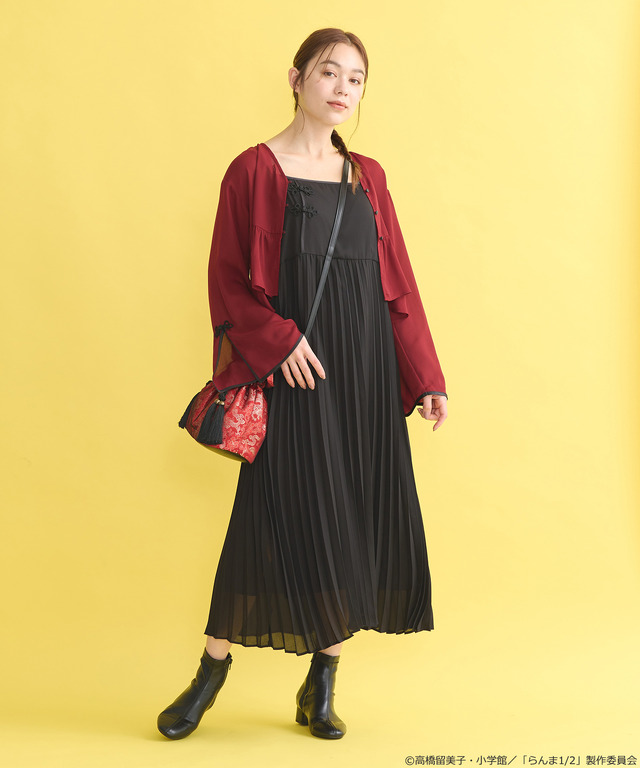 「らんま1/2」 チャイナキャミワンピース（カラー：ブラック／ボルドー／マスタード／ラベンダー）