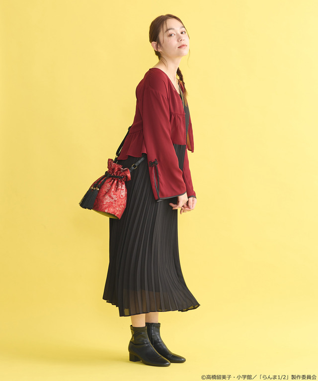 「らんま1/2」 チャイナキャミワンピース（カラー：ブラック／ボルドー／マスタード／ラベンダー）