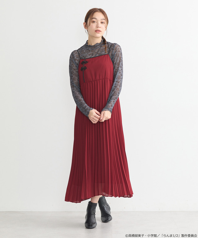 「らんま1/2」 チャイナキャミワンピース（カラー：ブラック／ボルドー／マスタード／ラベンダー）