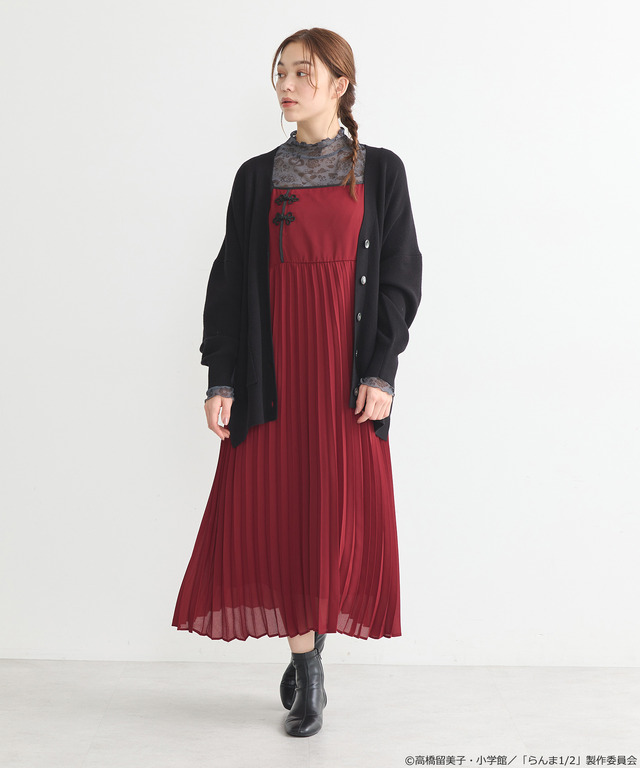 「らんま1/2」 チャイナキャミワンピース（カラー：ブラック／ボルドー／マスタード／ラベンダー）