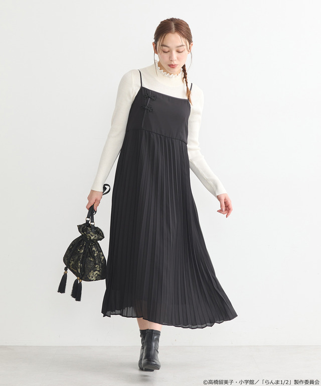 「らんま1/2」 チャイナキャミワンピース（カラー：ブラック／ボルドー／マスタード／ラベンダー）