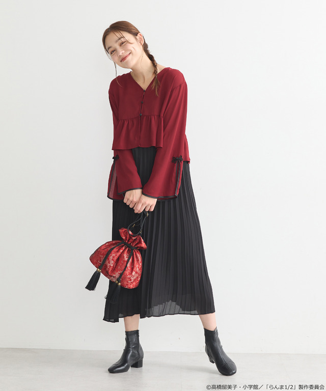 「らんま1/2」 チャイナキャミワンピース（カラー：ブラック／ボルドー／マスタード／ラベンダー）