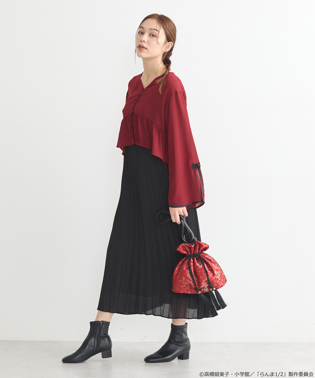 「らんま1/2」 チャイナキャミワンピース（カラー：ブラック／ボルドー／マスタード／ラベンダー）