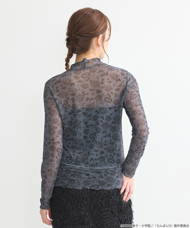 「らんま1/2」シアーハイネックトップス（カラー：アイボリー／ブラック）