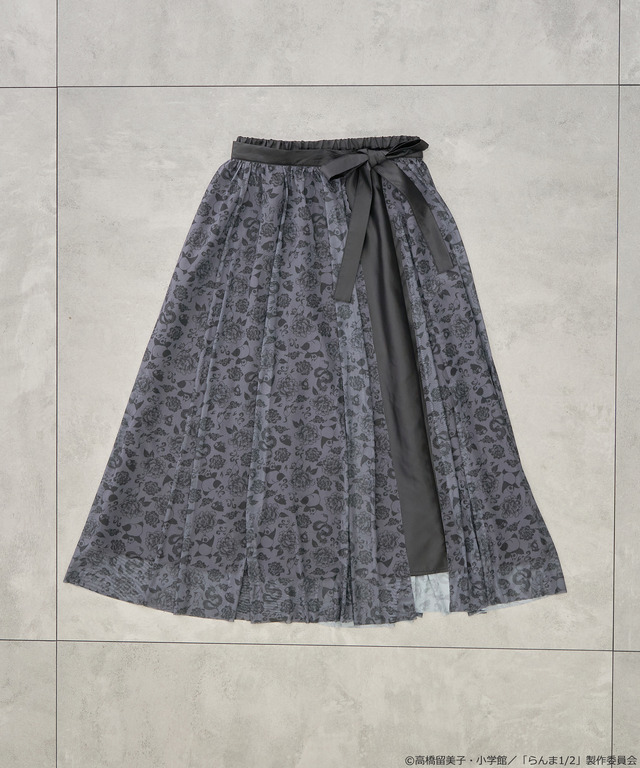 「らんま1/2」シアーレイヤードスカート（カラー：アイボリー／ブラック）