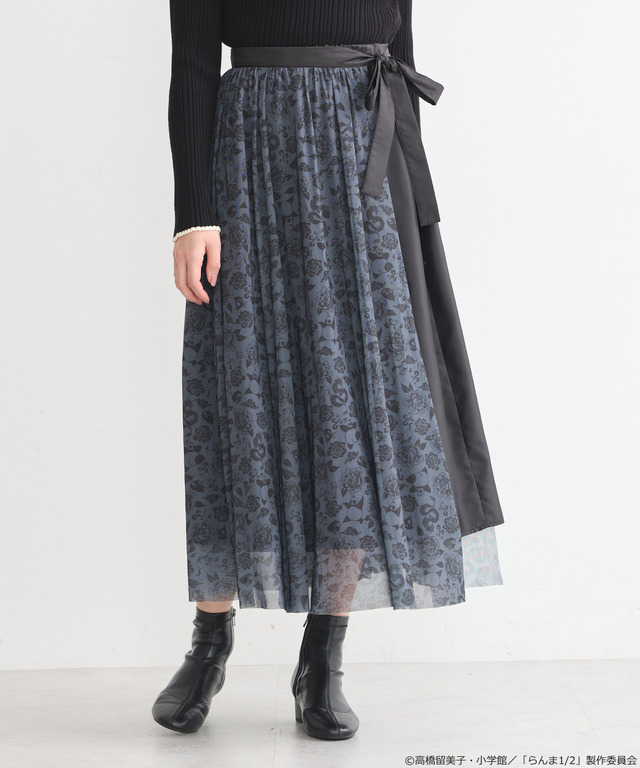 「らんま1/2」シアーレイヤードスカート（カラー：アイボリー／ブラック）