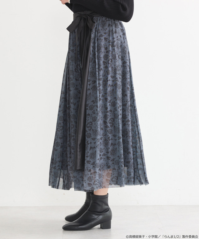 「らんま1/2」シアーレイヤードスカート（カラー：アイボリー／ブラック）
