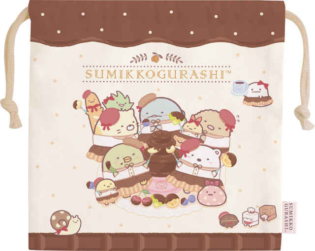 『すみっコぐらし』「喫茶すみっコでチョコレートフェア」テーマが登場「巾着」（C）2025 SAN-X CO., LTD. ALL RIGHTS RESERVED.
