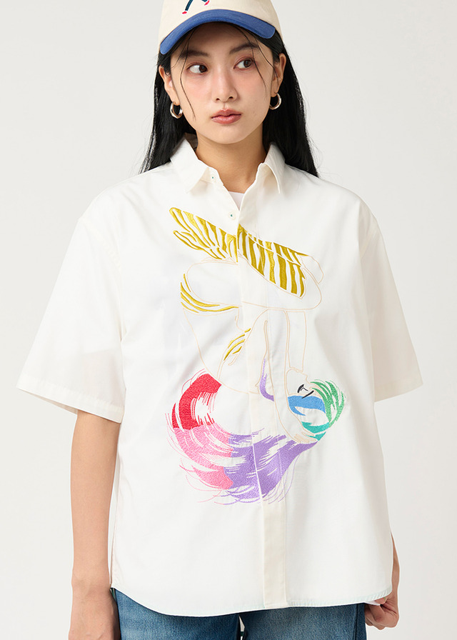 「『うる星やつら』×グラニフ」ボーイ ミーツ ガール ACT.1｜ルーズフィット半袖シャツ（C）高橋留美子／小学館