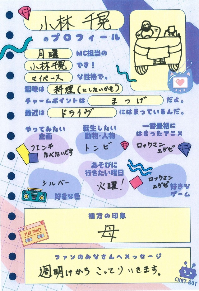 小林千晃さんプロフィール帳「声優と夜あそび2025」