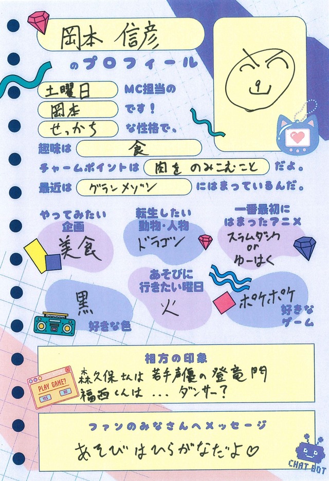 岡本信彦さんプロフィール帳「声優と夜あそび2025」