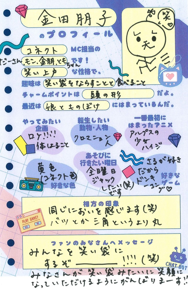 金田朋子さんプロフィール帳「声優と夜あそび2025」