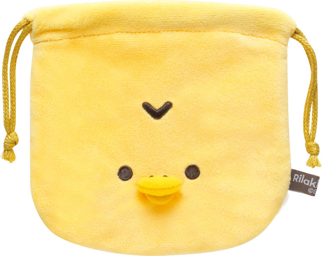 「リラックマ『BASIC RILAKKUMA Flower』ぬいぐるみ巾着コレクション キイロイトリ」（C）2025 SAN-X CO., LTD. ALL RIGHTS RESERVED.