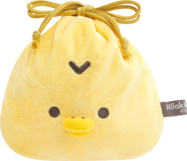 「リラックマ『BASIC RILAKKUMA Flower』ぬいぐるみ巾着コレクション キイロイトリ」（C）2025 SAN-X CO., LTD. ALL RIGHTS RESERVED.