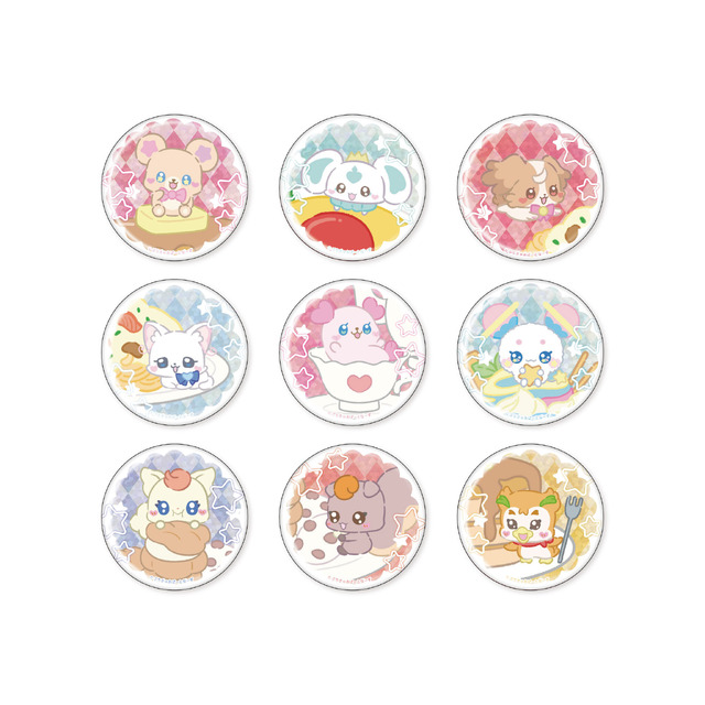 「ぷちきゅあはじめてかふぇ」のオリジナルグッズ「ランダムホログラム缶バッジ」（C）ぷちきゅあぱーとなーず