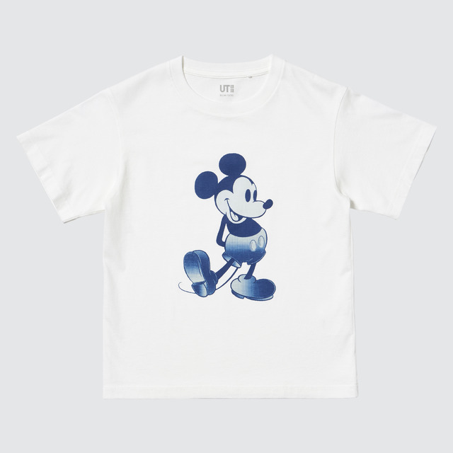 ユニクロ「KIDS ディズニー イン ブルー UT」カラー：00 WHITE（C）Disney