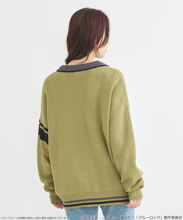 TVアニメ『ブルーロック』× earth music＆ecology Japan Label「ニットカーディガン 潔 世一 モデル＜グリーン＞」