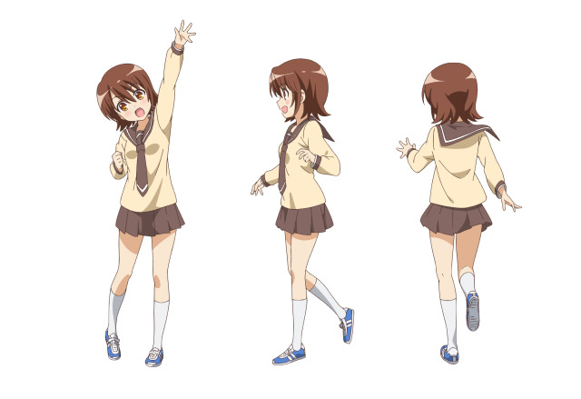 元気ハツラツの小田切双葉　（C)荒井チェリー・芳文社／三者三葉製作委員会