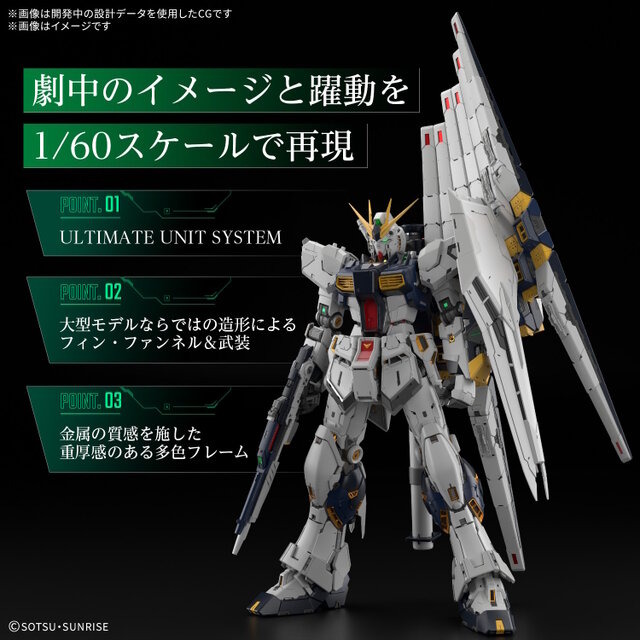 究極ガンプラ「PG UNLEASHED 1/60 νガンダム」あみあみで会員限定の抽選予約開始―「LEDユニット」セット商品もラインナップ