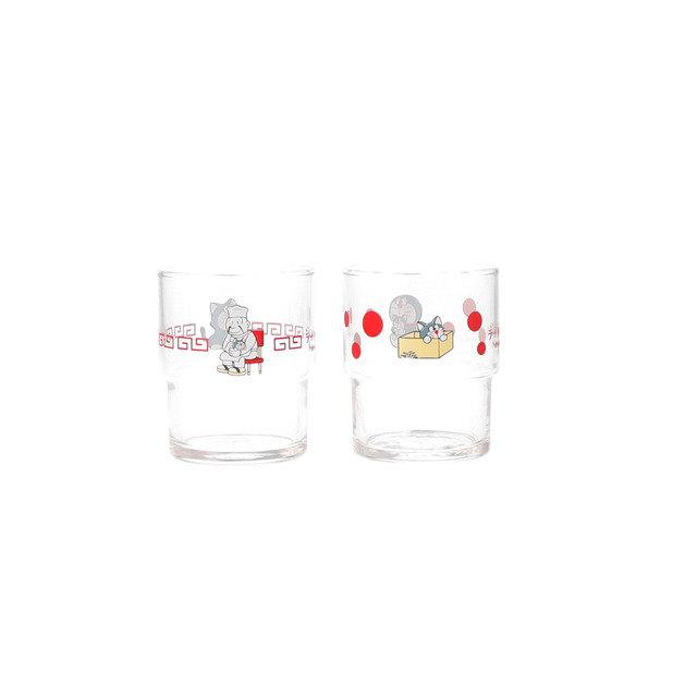 ドラえもん未来デパートオリジナル カムカムキャットフードを食べた猫 ラーメン富士のグラスセット
