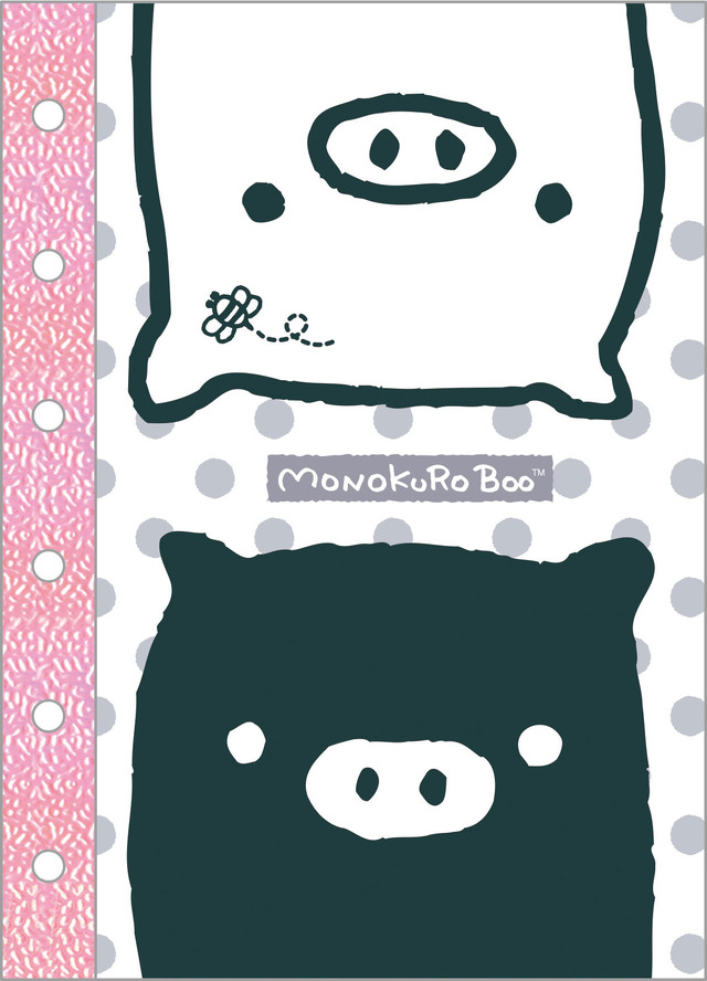 「6 穴シールノート モノクロブー」（C）2025 SAN-X CO., LTD. ALL RIGHTS RESERVED.