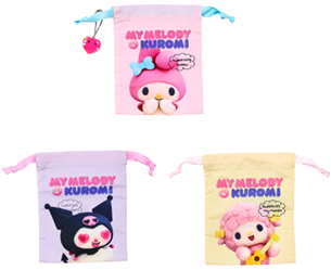 「Netflixオリジナルアニメ My Melody ＆ Kuromiデザインシリーズ」巾着3枚セット（C）Netflix. Used with permission.（C）2025 SANRIO CO.,LTD.