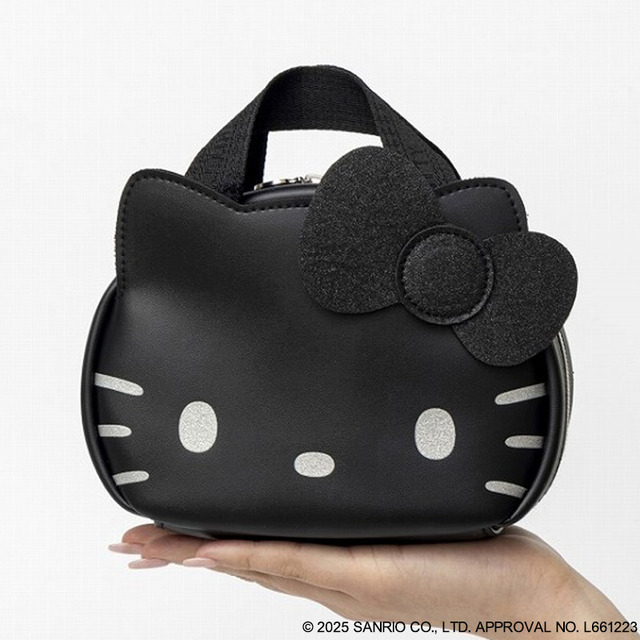 『HELLO KITTY × BRILMY 中身が見えて時短がかなう ズボラに優しいコスメポーチ BOOK BLACK ver.』　