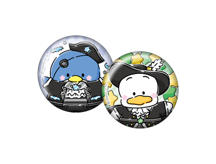 Happyくじ「Sanrio characters Halloween 2025」缶バッジSET賞：タキシードサム、あひるのペックル（C）2025 SANRIO CO., LTD. APPROVAL NO. E25080701