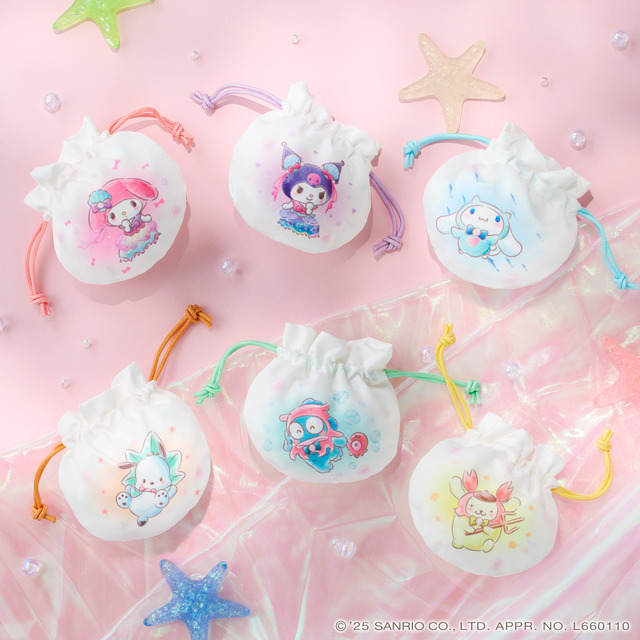 「ナムコdeハロウィン2025～マーメイドファンタジー」1,000円投入特典のミニ巾着（C）'25 SANRIO CO., LTD. APPR. NO. L660110
