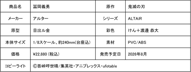 TVアニメ『鬼滅の刃』冨岡義勇フィギュア 22,800円（税込）（C）吾峠呼世晴/集英社・アニプレックス・ufotable