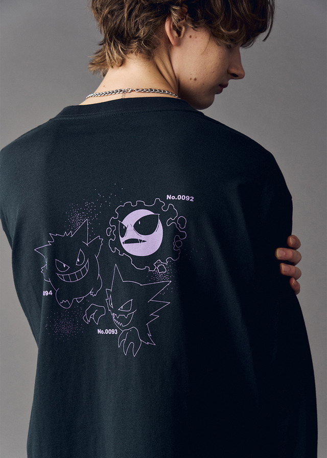 ポケットモンスター×グラニフ「ゴース＆ゴースト＆ゲンガー｜ビッグシルエット長袖Tシャツ」着用イメージ（C）Nintendo・Creatures・GAME FREAK・TV Tokyo・ShoPro・JR Kikaku （C）Pokemon