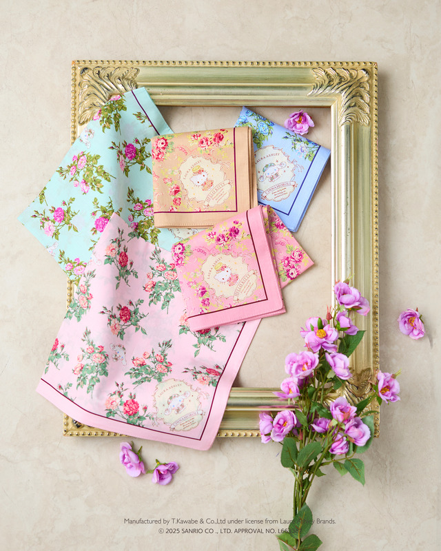 ローラ アシュレイ×サンリオキャラクターズ「ハンカチ」（C）2025 SANRIO CO., LTD. APPROVAL. NO. L662645