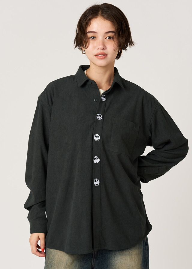 『ナイトメアー・ビフォア・クリスマス』×グラニフ「ジャック フェイス｜コーデュロイルーズシャツ」（C）Disney