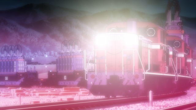 「プラレール『ヱヴァンゲリヲン新劇場版：序』ネルフ専用鉄道下二小山支線 「ヤシマ作戦」 DD51形＆シキ880形（B2梁）大物車」場面写（C）ＴＯＭＹ （C）カラー