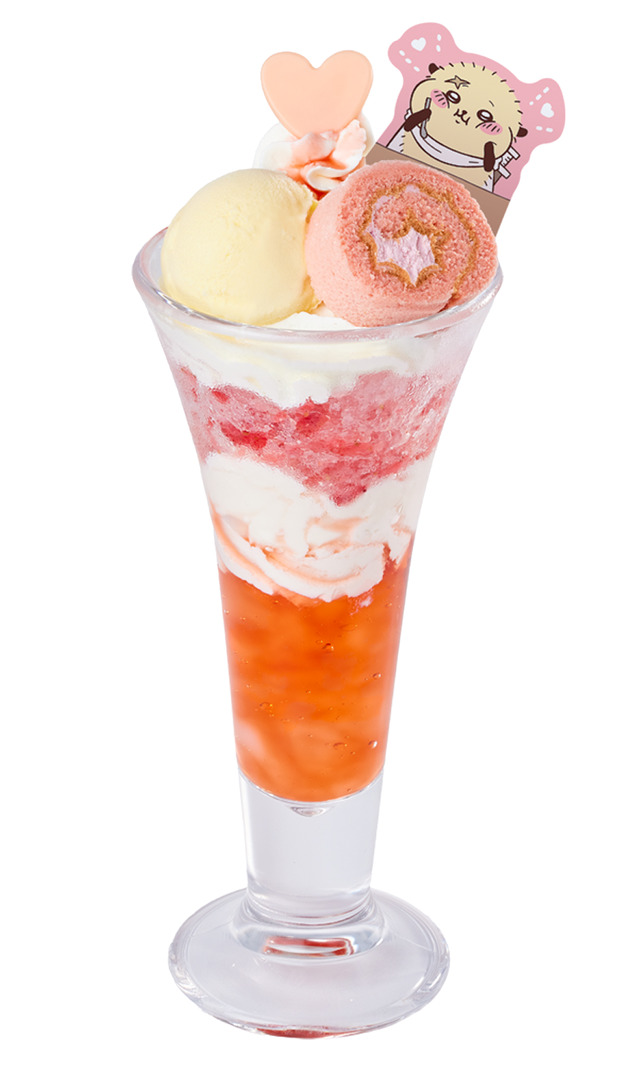 ココス×ちいかわ「至上の一服！ラッコのイチゴパフェ」（C）nagano / chiikawa committee