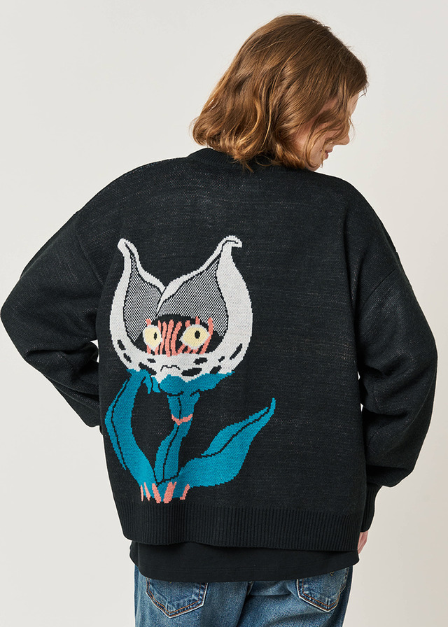 猫草｜ウォッシャブルジャカードニットカーディガン