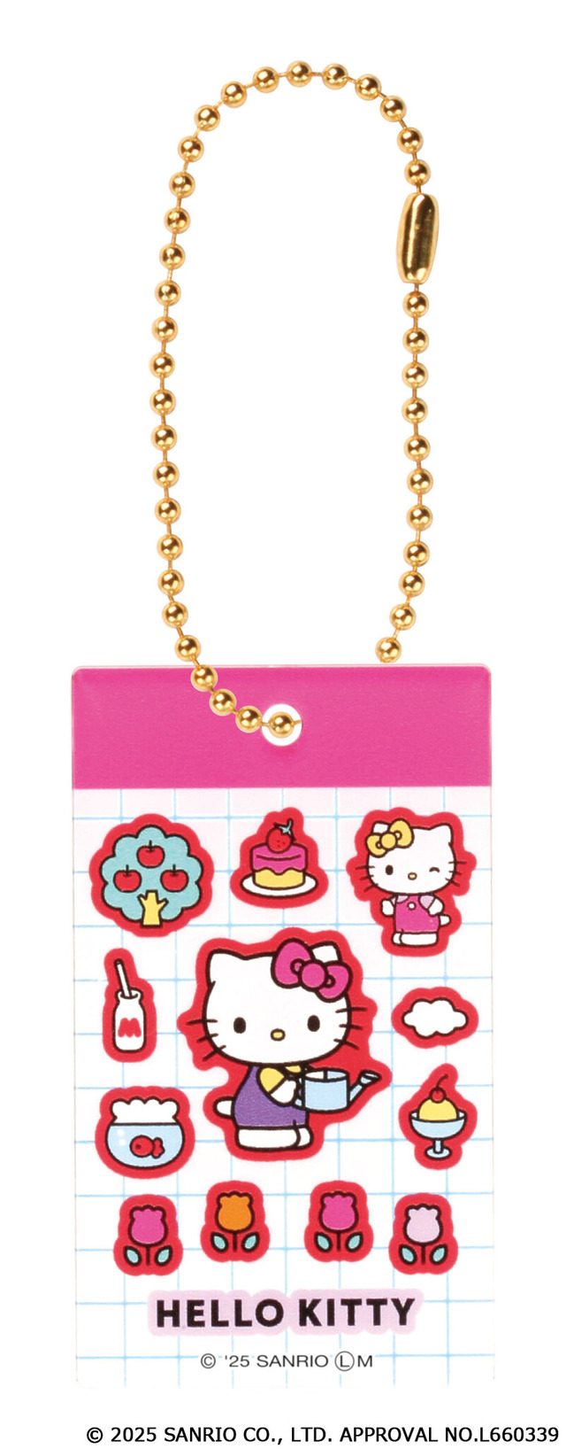「ハローキティ シール風アクリルキーチェーン」じょうろ