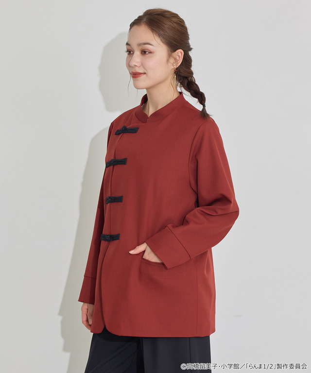 TVアニメ『らんま1/2』× earth music＆ecology Japan Label「チャイナシャツジャケット」ボルドー　着用イメージ（C）高橋留美子・小学館/「らんま1/2」製作委員会