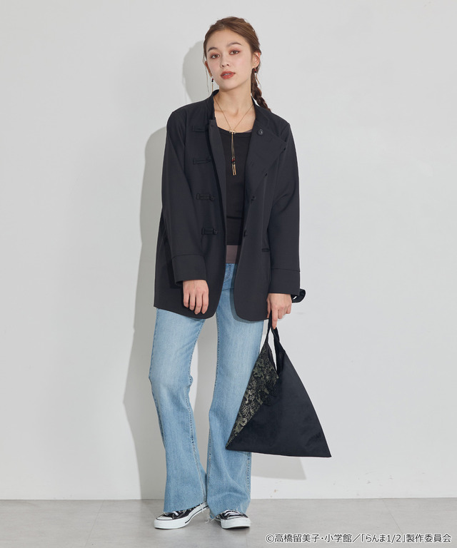 TVアニメ『らんま1/2』× earth music＆ecology Japan Label「チャイナシャツジャケット」ブラック　着用イメージ（C）高橋留美子・小学館/「らんま1/2」製作委員会